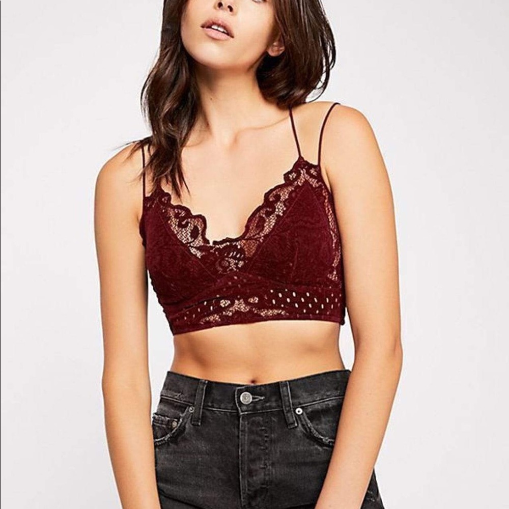 Intimately Free People Madonna Wine Red Velvet Lace Bralette XS